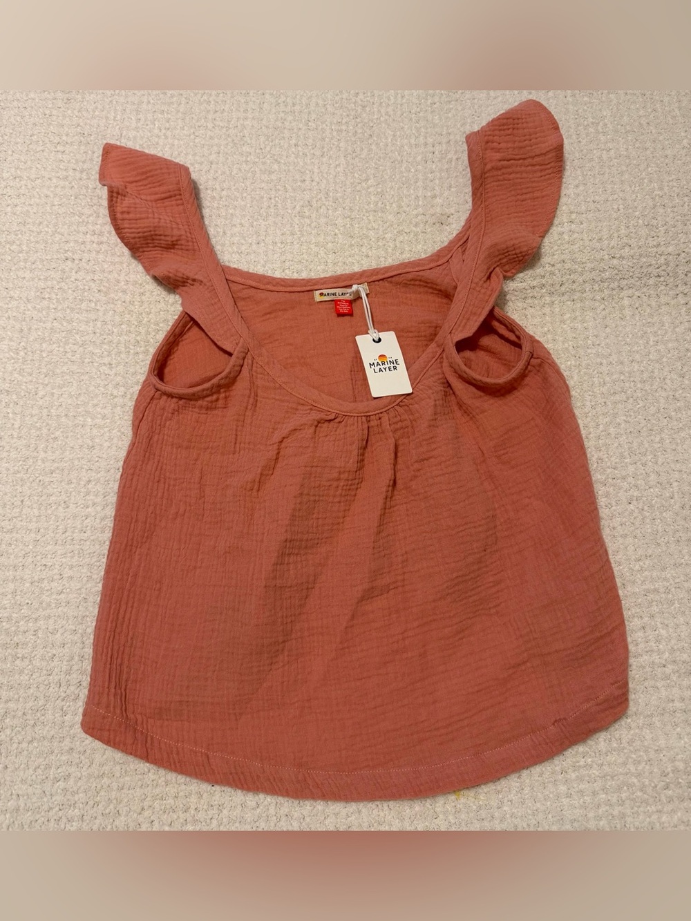 NWT Marine Layer Jude Flutter Sleeve Cotton Tank Top in Rosette Size S